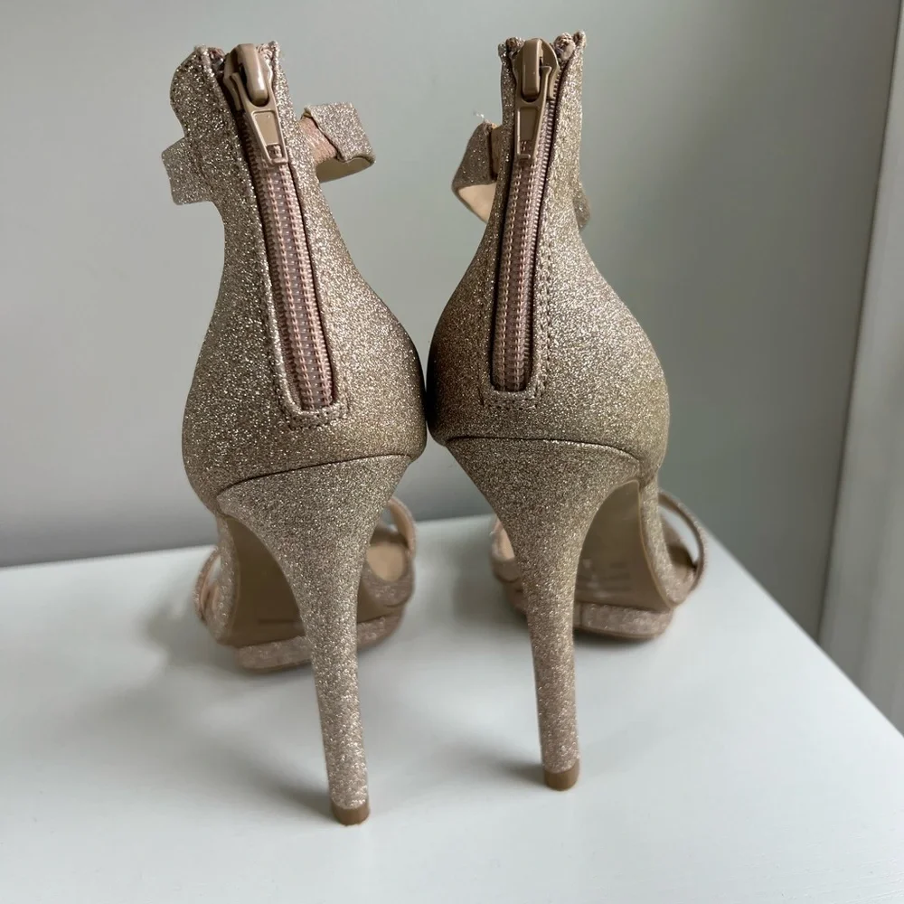 Windsor champagne gold glitter special occasion/prom/homecoming/wedding heels - Picture 10 of 14